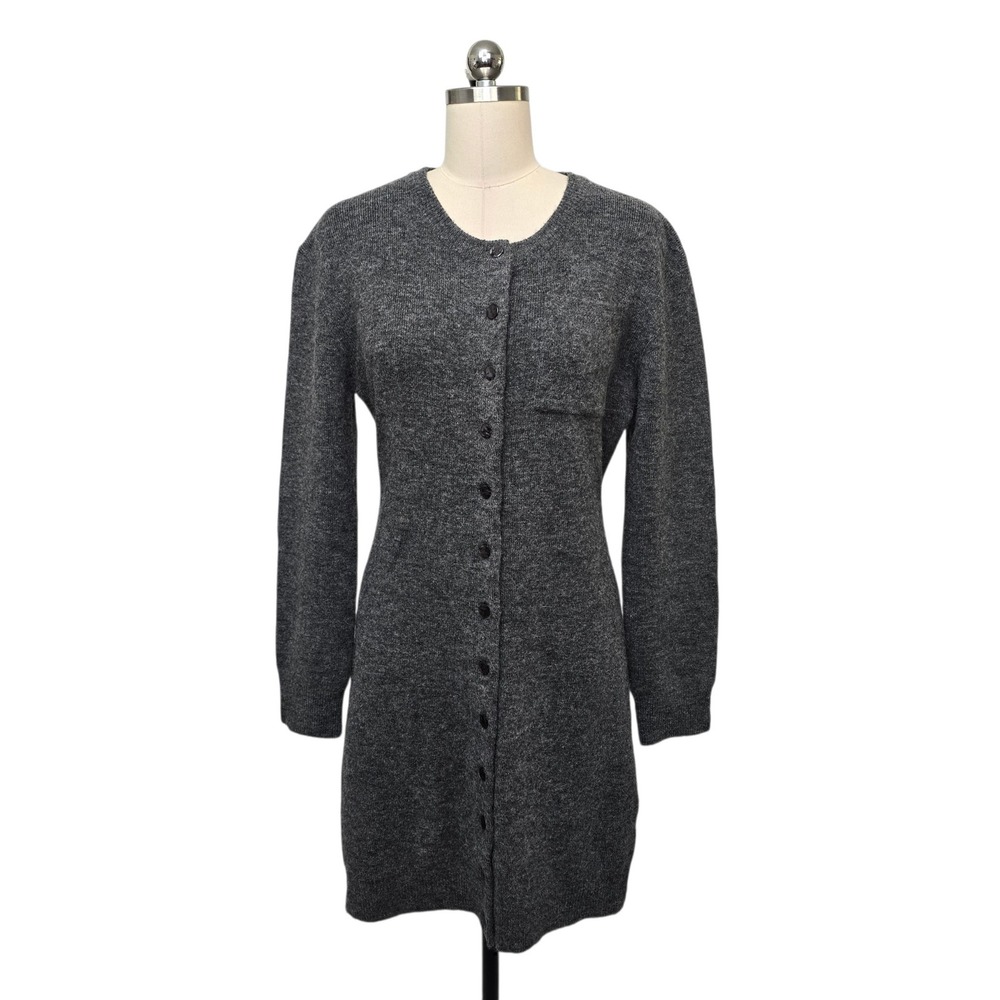 Mare Mare Anthropologie Gray Knit Button Cardigan Dress Long Sleeve Size Large